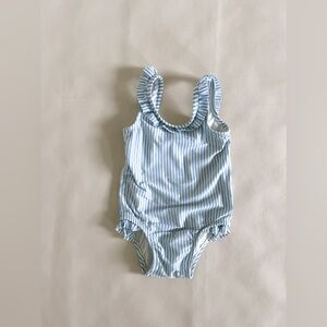 Old Navy Blue Striped Swimsuit 12/18 EUC